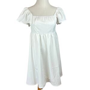 New with Tags White Short Cap Sleeve Mini Dress Size Small Square Neck Bridal